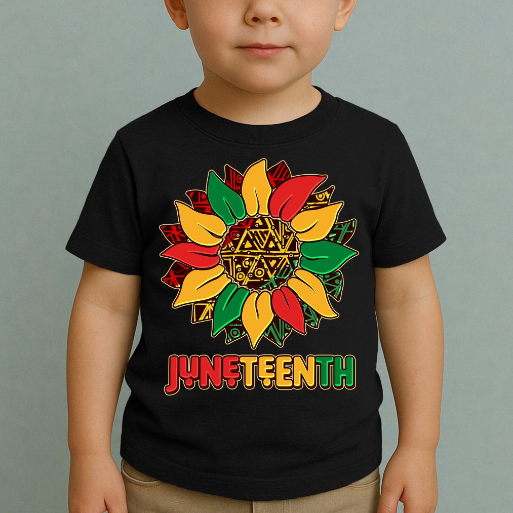 Celebrate Juneteenth Traditional African Pattern Sunflower Toddler T-Shirt