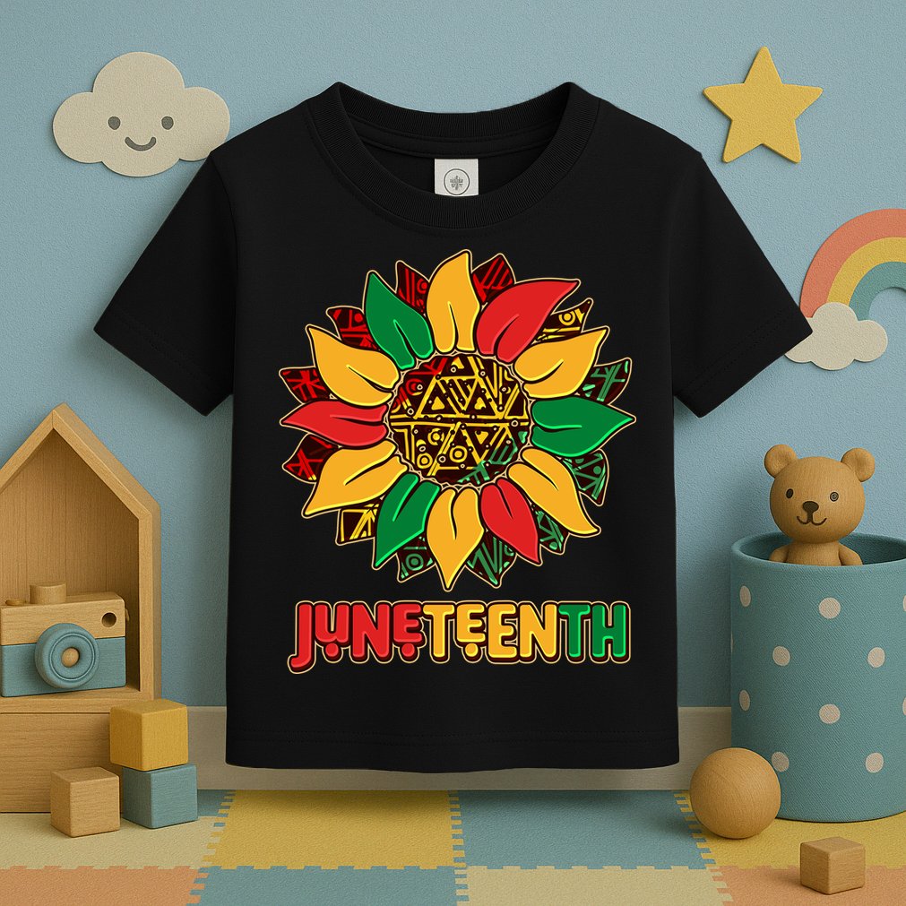Celebrate Juneteenth Traditional African Pattern Sunflower Toddler T-Shirt