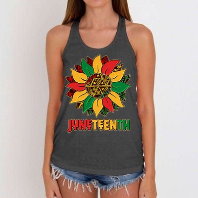 Celebrate Juneteenth Traditional African Pattern Sunflower Women's Knotted Racerback Tank