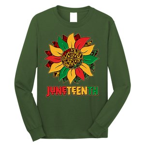 Celebrate Juneteenth Traditional African Pattern Sunflower Long Sleeve Shirt