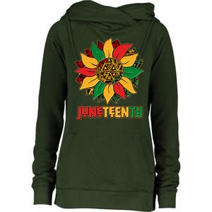 Celebrate Juneteenth Traditional African Pattern Sunflower Womens Funnel Neck Pullover Hood