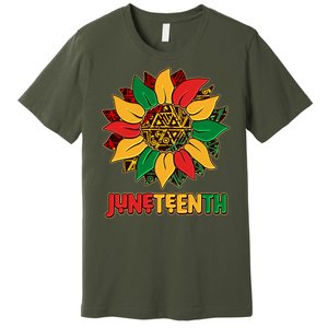 Celebrate Juneteenth Traditional African Pattern Sunflower Premium T-Shirt