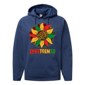 Celebrate Juneteenth Traditional African Pattern Sunflower Performance Fleece Hoodie