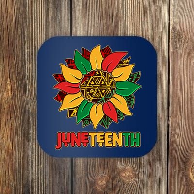 Celebrate Juneteenth Traditional African Pattern Sunflower Coaster