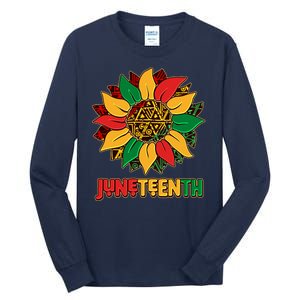 Celebrate Juneteenth Traditional African Pattern Sunflower Tall Long Sleeve T-Shirt