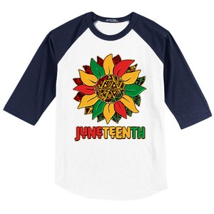 Celebrate Juneteenth Traditional African Pattern Sunflower Baseball Sleeve Shirt