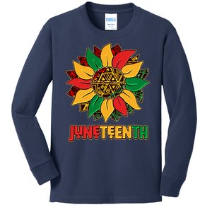 Celebrate Juneteenth Traditional African Pattern Sunflower Kids Long Sleeve Shirt