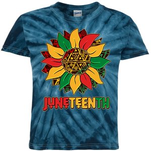 Celebrate Juneteenth Traditional African Pattern Sunflower Kids Tie-Dye T-Shirt