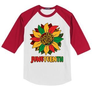 Celebrate Juneteenth Traditional African Pattern Sunflower Kids Colorblock Raglan Jersey