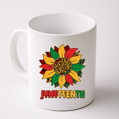 Celebrate Juneteenth Traditional African Pattern Sunflower Coffee Mug