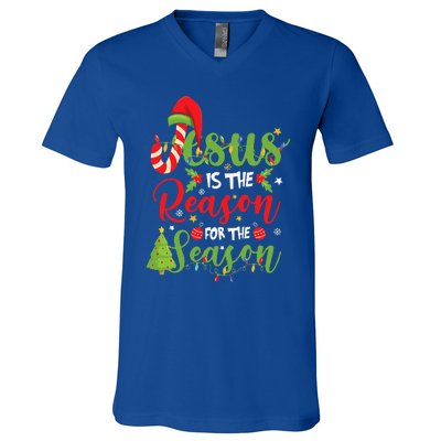 Christian Jesus The Reason Christmas Stocking Stuffer Gifts V-Neck T-Shirt