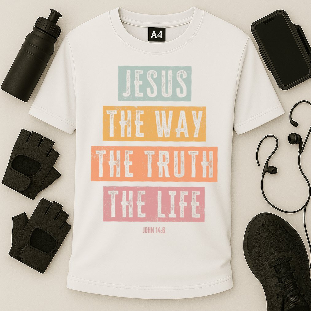 Christian Jesus The Way Truth Life Cooling Performance Crew T-Shirt