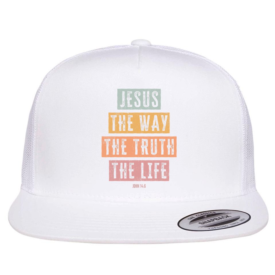 Christian Jesus The Way Truth Life Flat Bill Trucker Hat