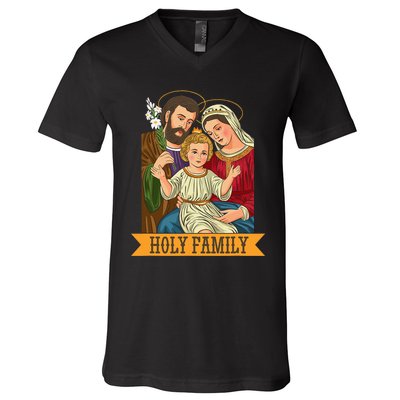 Child Jesus Virgin Mary and St Joseph V-Neck T-Shirt