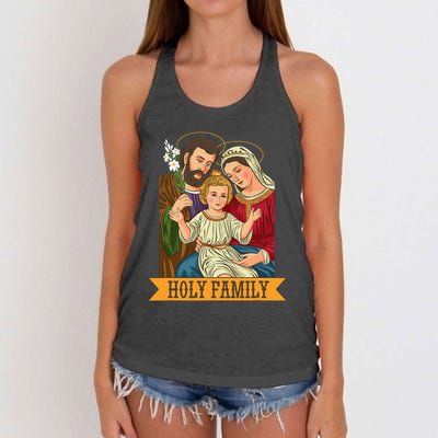 Child Jesus Virgin Mary and St Joseph Women's Knotted Racerback Tank