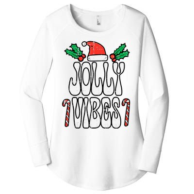 Christmas Jolly Vibes Retro Groovy Xmas Women's Perfect Tri Tunic Long Sleeve Shirt