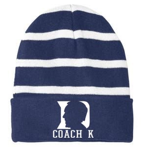 Coach K 1k Wins Basketball Striped Beanie with Solid Band