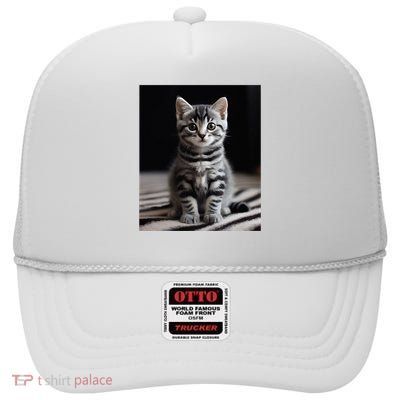 Cute Kitten American Short Hair High Crown Mesh Back Trucker Hat