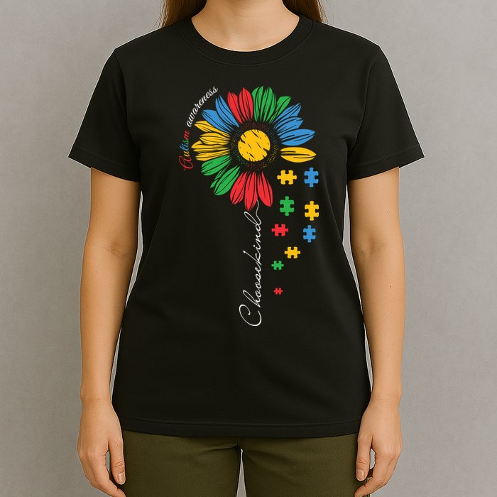 Choose Kind Autism Awareness Sunflower Puzzle Gift T-Shirt