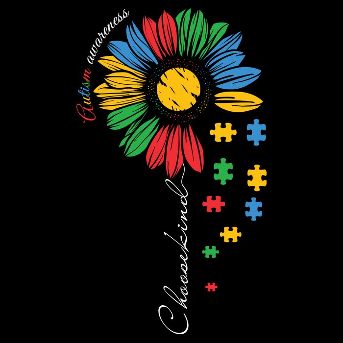 Choose Kind Autism Awareness Sunflower Puzzle Gift T-Shirt