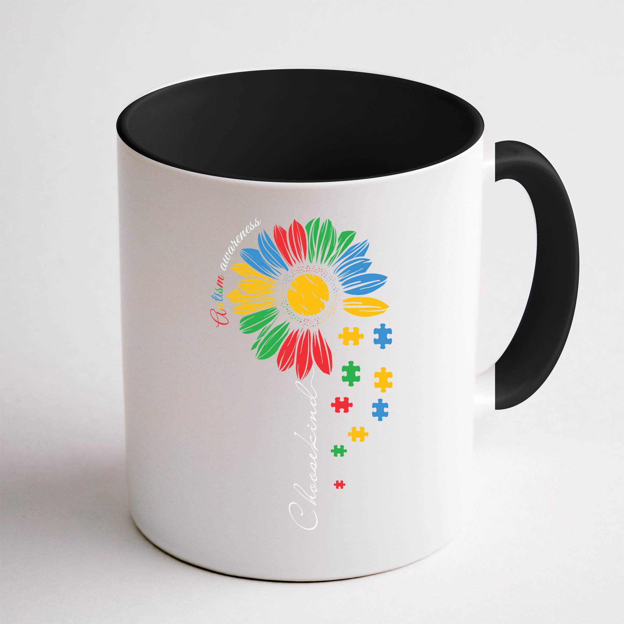 Choose Kind Autism Awareness Sunflower Puzzle Gift Mug
