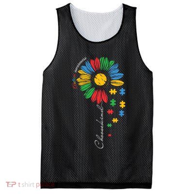 Choose Kind Autism Awareness Sunflower Puzzle Gift Mesh Reversible Basketball Jersey Tank