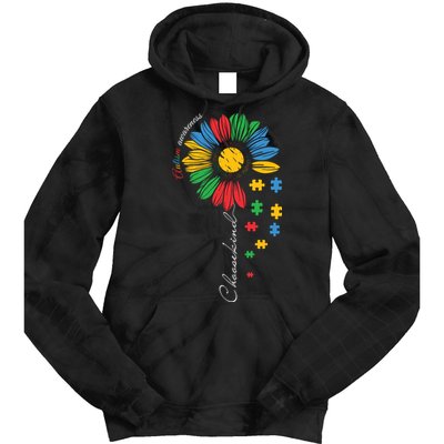 Choose Kind Autism Awareness Sunflower Puzzle Gift Tie Dye Hoodie