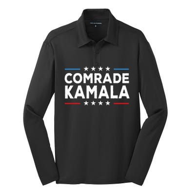 Comrade Kamala Anti Kamala Harris Silk Touch Performance Long Sleeve Polo