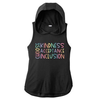 Choose Kindness Acceptance Inclusion Be Kind Unity Day Ladies PosiCharge Tri-Blend Wicking Draft Hoodie Tank