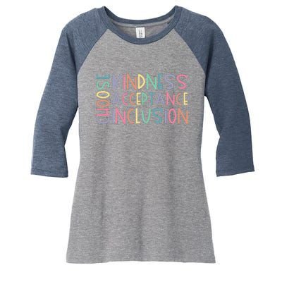 Choose Kindness Acceptance Inclusion Be Kind Unity Day Women's Tri-Blend 3/4-Sleeve Raglan Shirt