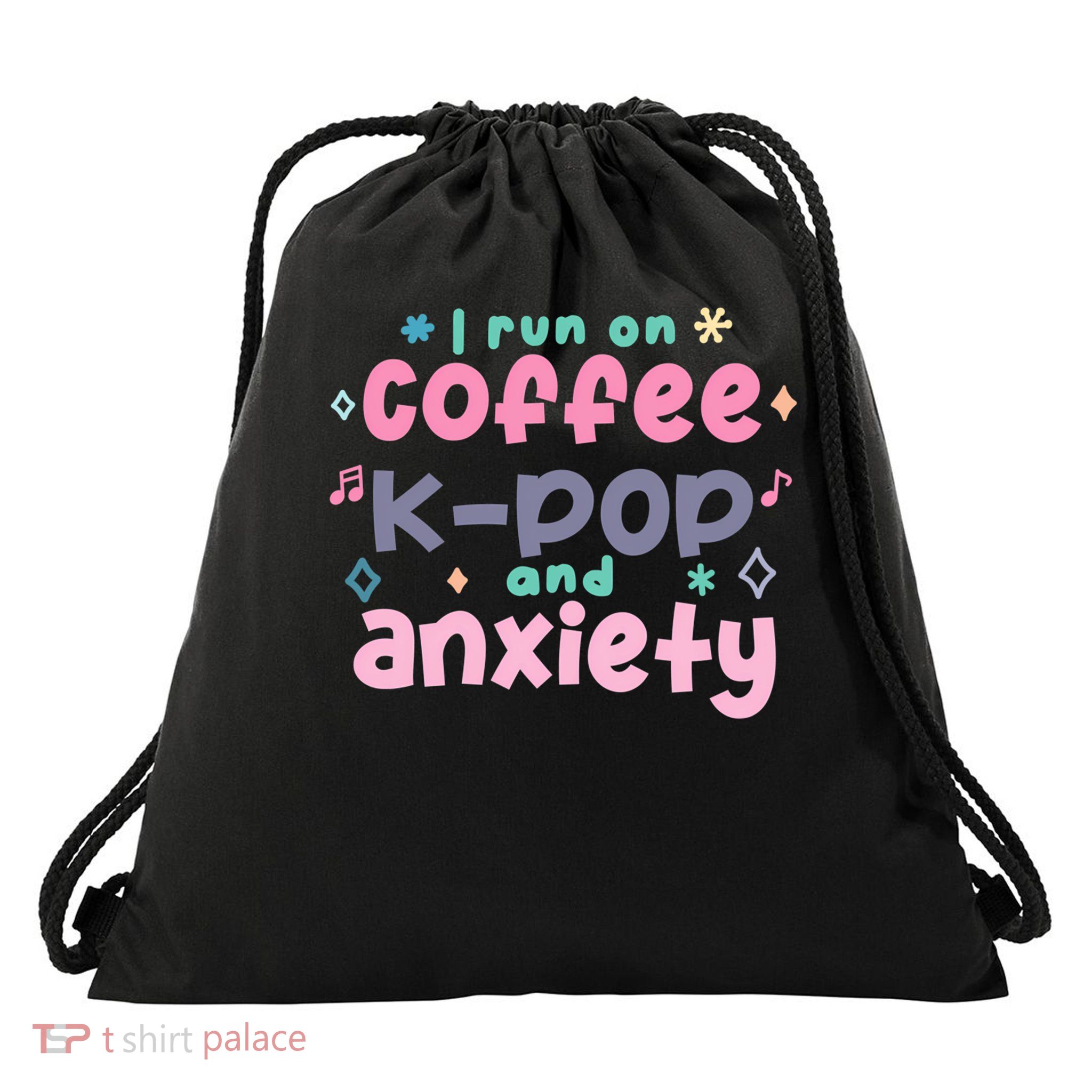 Coffee K-Pop Anxiety T-Shirt Drawstring Bag