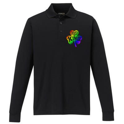 Choose Kind Autism Bullying Prevention St Paddys Day Cute Gift Performance Long Sleeve Polo