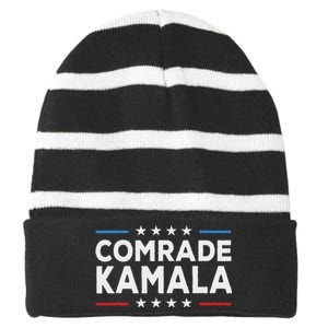 Comrade Kamala Anti Kamala Harris Striped Beanie with Solid Band