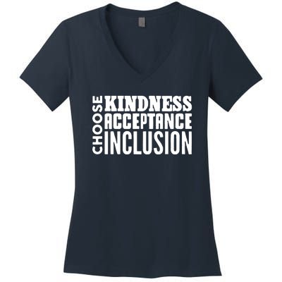 Choose Kindness, Acceptance And Inclusion Women's V-Neck T-Shirt