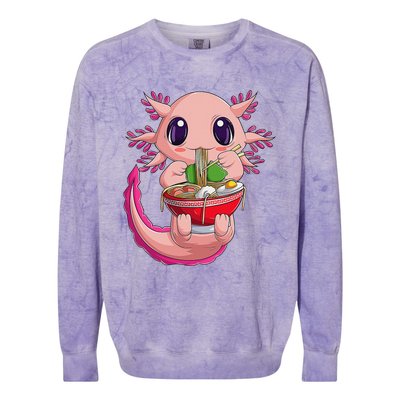 Cute Kawaii Anime Axolotl Japanese Ra Noodles Gift Girls  Colorblast Crewneck Sweatshirt