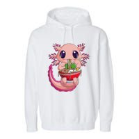 Cute Kawaii Anime Axolotl Japanese Ra Noodles Gift Girls  Garment-Dyed Fleece Hoodie