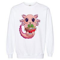 Cute Kawaii Anime Axolotl Japanese Ra Noodles Gift Girls  Garment-Dyed Sweatshirt