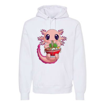 Cute Kawaii Anime Axolotl Japanese Ra Noodles Gift Girls  Premium Hoodie