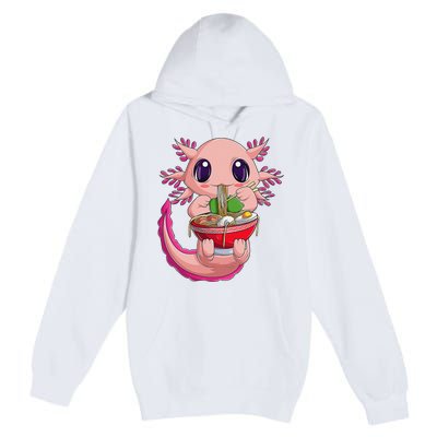 Cute Kawaii Anime Axolotl Japanese Ra Noodles Gift Girls  Premium Pullover Hoodie