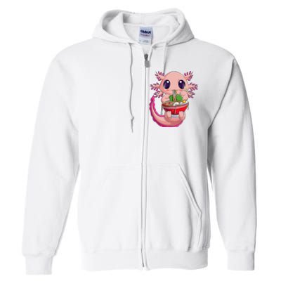 Cute Kawaii Anime Axolotl Japanese Ra Noodles Gift Girls  Full Zip Hoodie