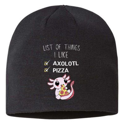 Cute Kawaii Axolotl List Of Things I Like Pizza Lover Sustainable Beanie