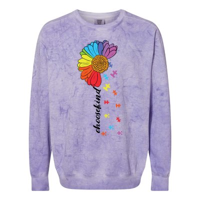 Choose Kind Autism Awareness Flower Gift Colorblast Crewneck Sweatshirt