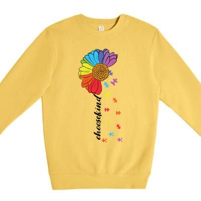 Choose Kind Autism Awareness Flower Gift Premium Crewneck Sweatshirt