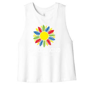 Choose Kind Autism Awareness Month Parents Sunflower Lover Cool Gift Women's Racerback Cropped Tank