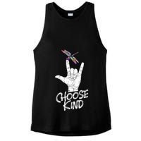 Choose Kind Asl Language Dragonfly Lover Insects Ladies PosiCharge Tri-Blend Wicking Tank