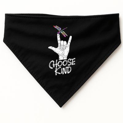 Choose Kind Asl Language Dragonfly Lover Insects USA-Made Doggie Bandana