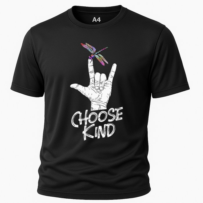 Choose Kind Asl Language Dragonfly Lover Insects Performance Shirt