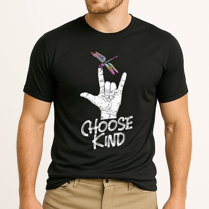 Choose Kind Asl Language Dragonfly Lover Insects Performance Shirt