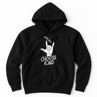 Choose Kind Asl Language Dragonfly Lover Insects Hoodie