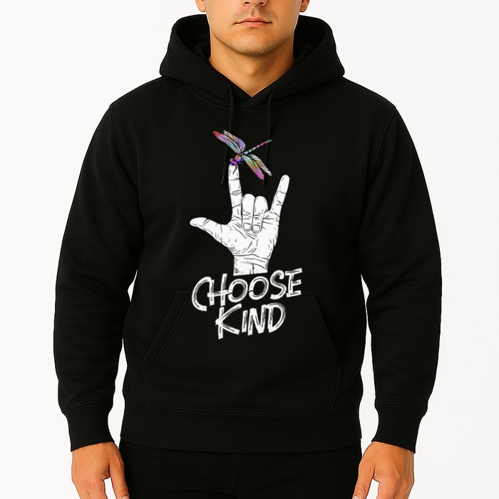 Choose Kind Asl Language Dragonfly Lover Insects Hoodie